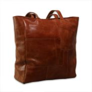 Brown spacious leather handbag for women