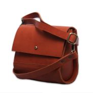 High-end long strap brown leather purse for women