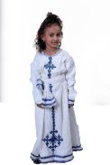  Kids Traditional Dress White With Blue embroidery 5-6 yr