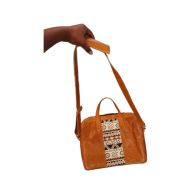 Afro Keza leather african print brown bag